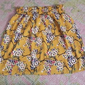 Yellow floral mini skirt